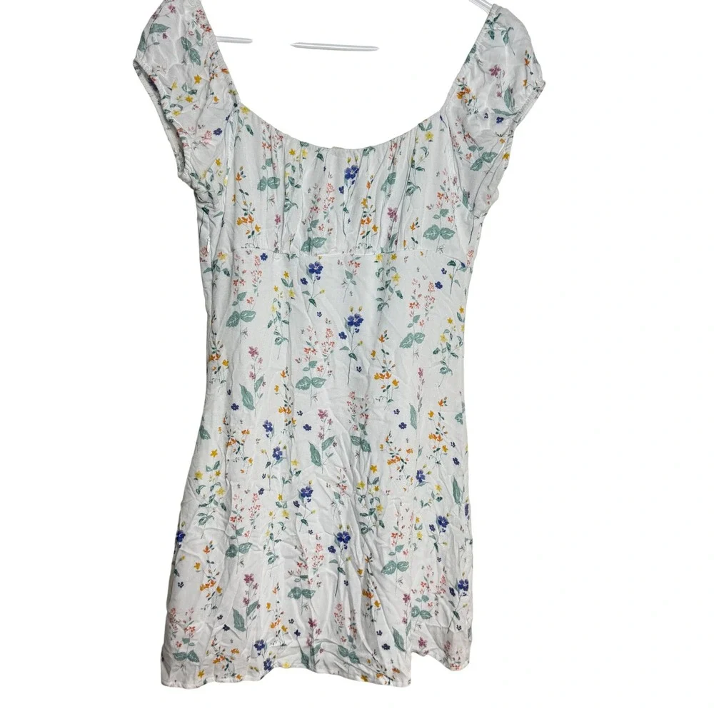 LA Hearts Floral Print Puff Sleeve Square Neck‎ Mini Dress Women's Size M Lined
